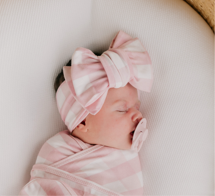 Oversized Topknot | Pink Gingham JERSEY