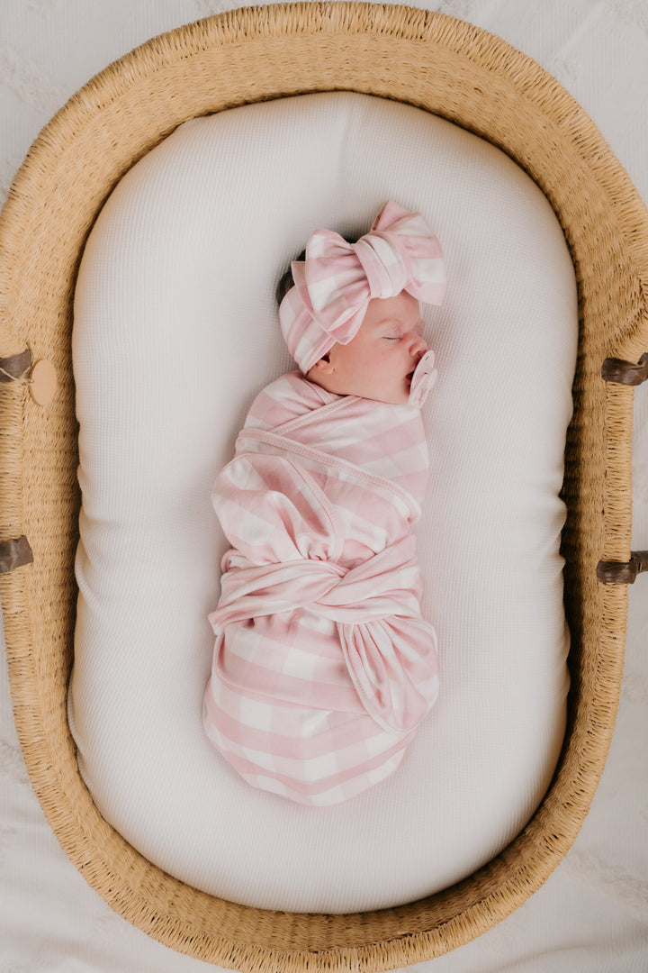 Oversized Topknot | Pink Gingham JERSEY