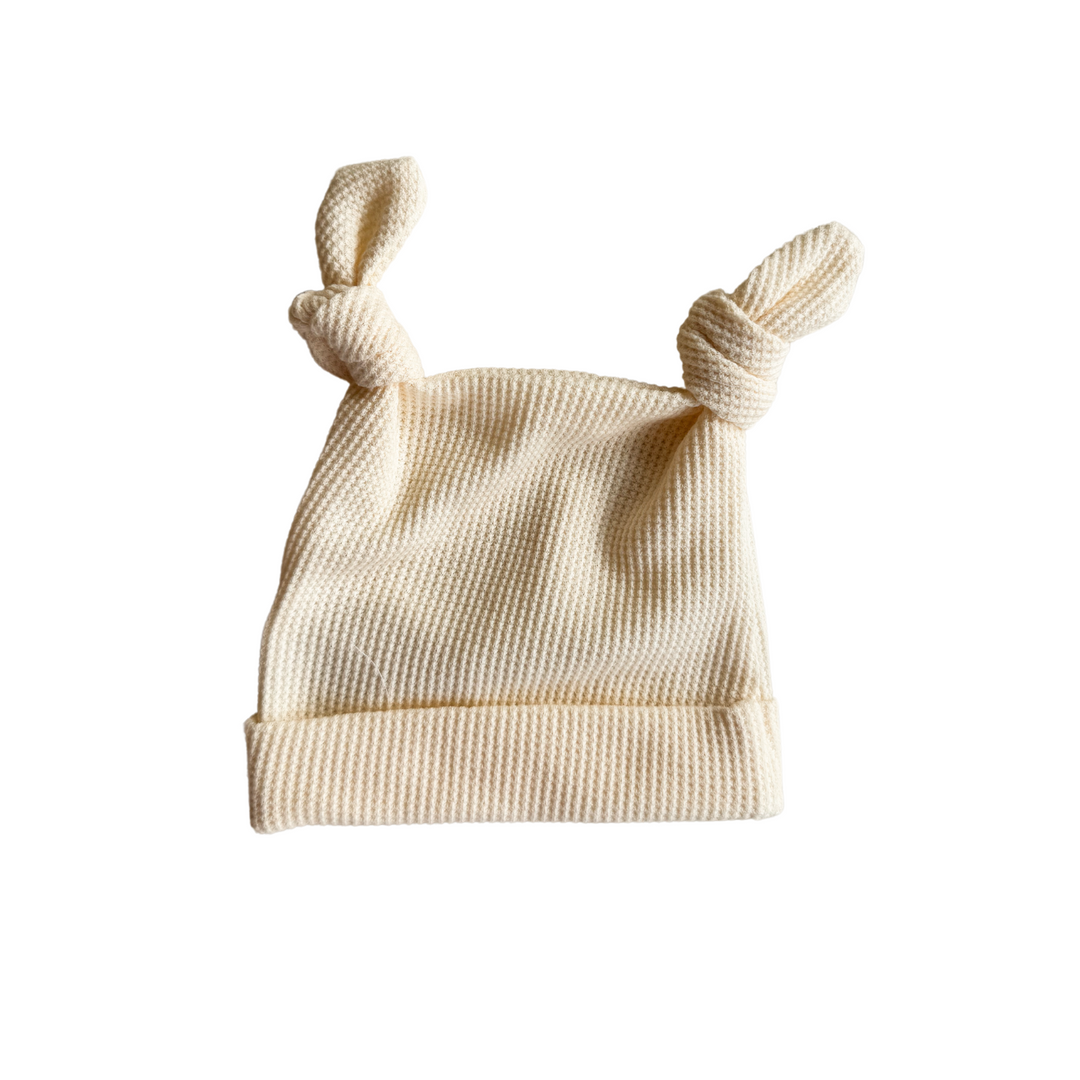 Double Knot Beanie | Cream Waffle