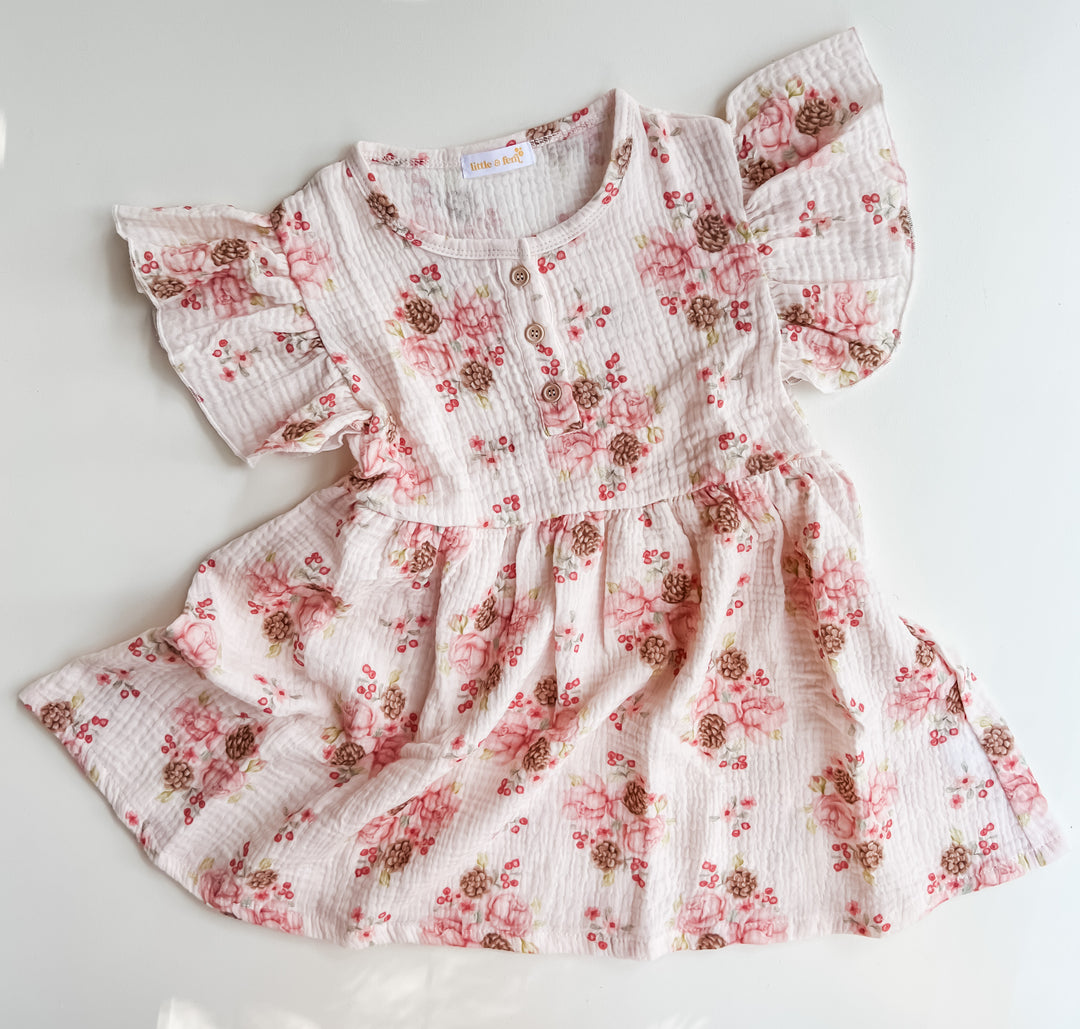Flutter Muslin Dress | Berry Floral