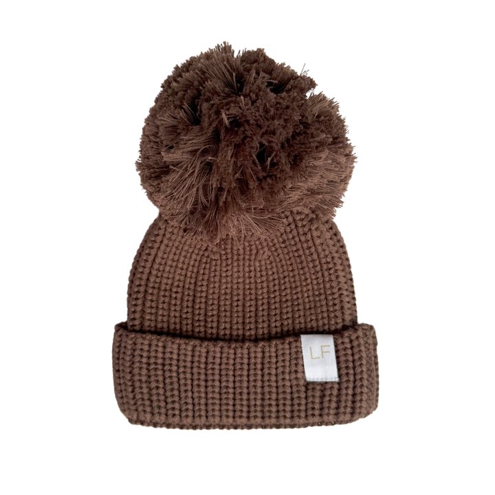 Knitted Pom Beanie | Chocolate