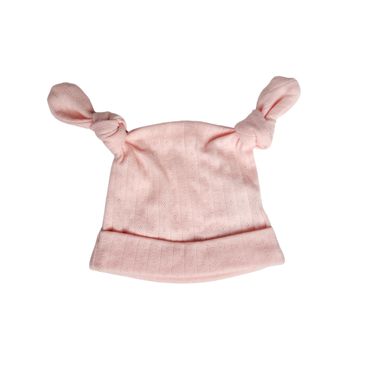 Essential Double Knot Beanie | Petal Pink Pointelle