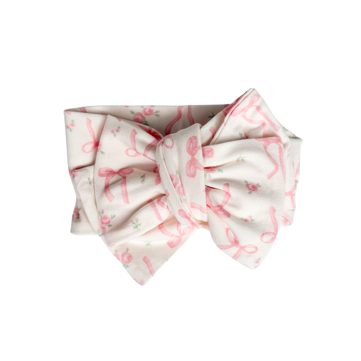 Oversized Topknot | Pink Bows Floral