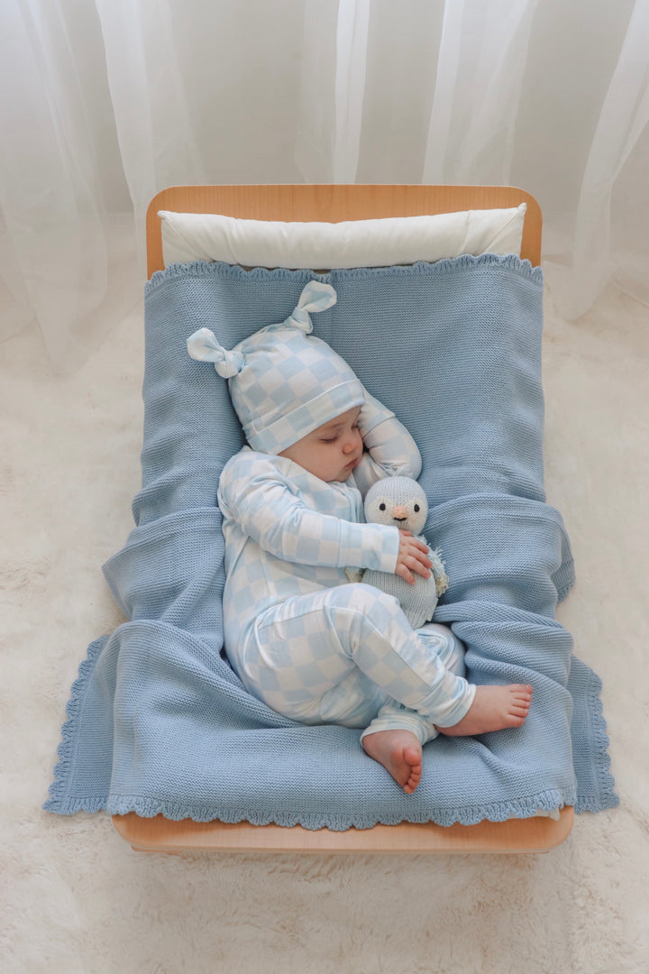 Zip Romper | Blue Checker