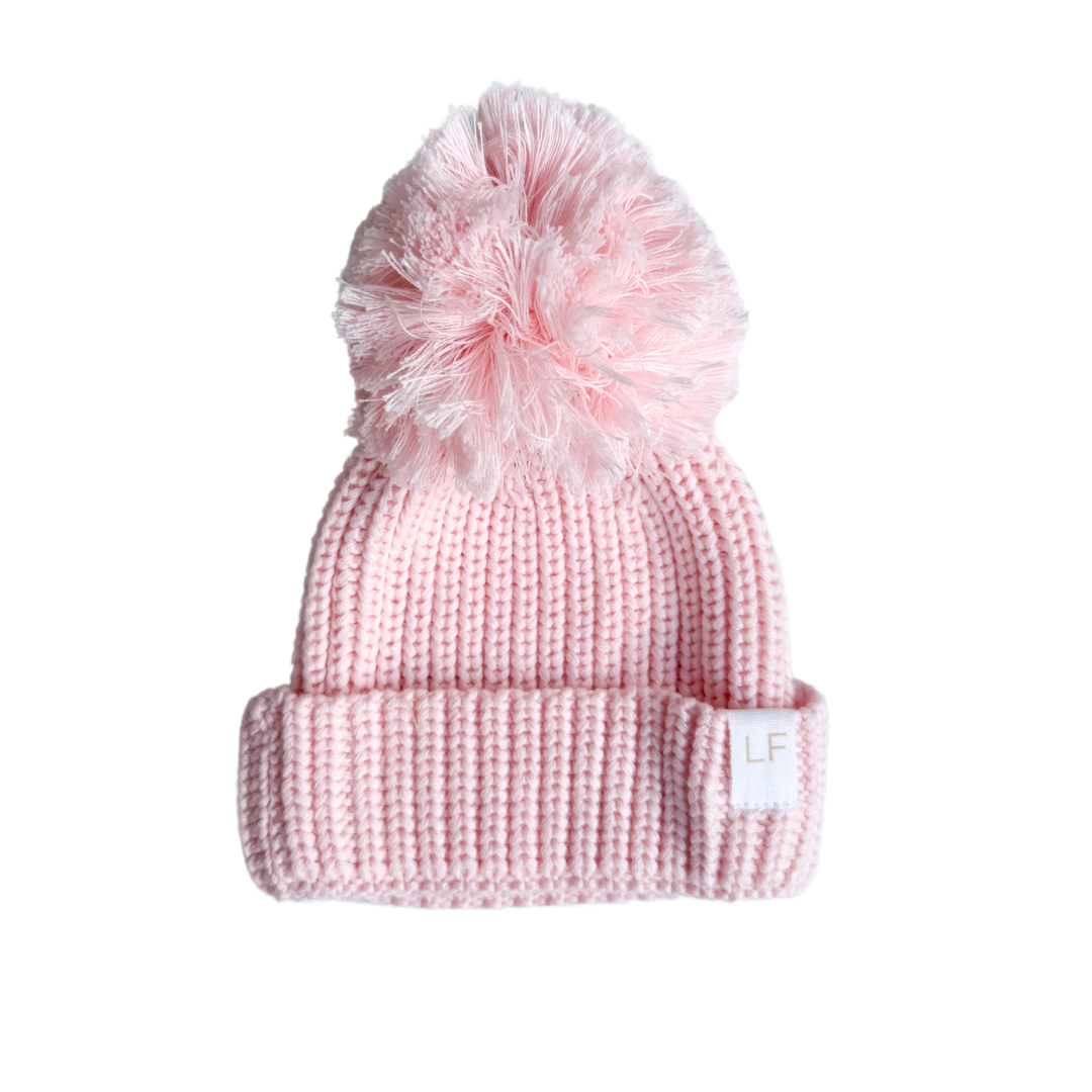 Knitted Pom Beanie | Baby Pink