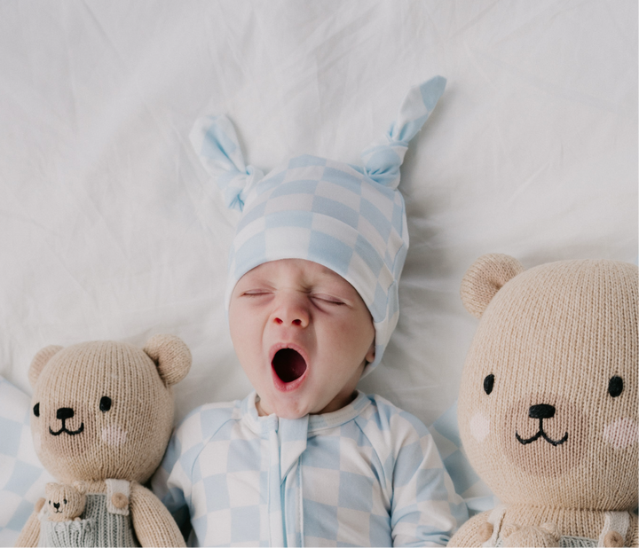 Double Knot Beanie | Blue Checker