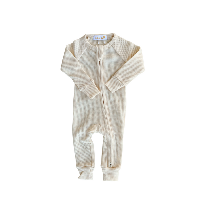Zip Romper | Cream Waffle (NO FRILL)