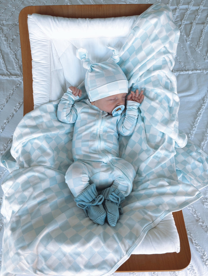 Zip Romper | Blue Checker