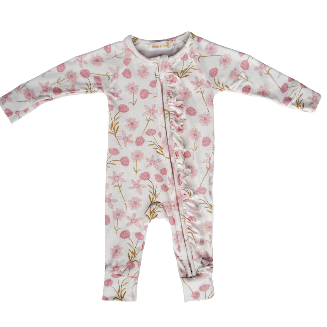 Frill Zip Romper | Ocean Floral
