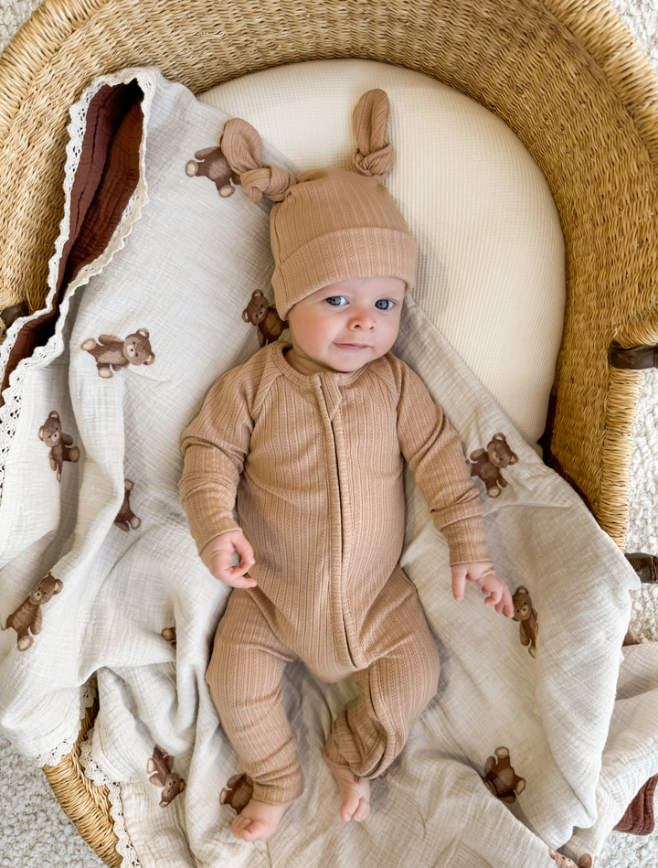 Zip Romper | Teddy Rib Pointelle (NO FRILL)