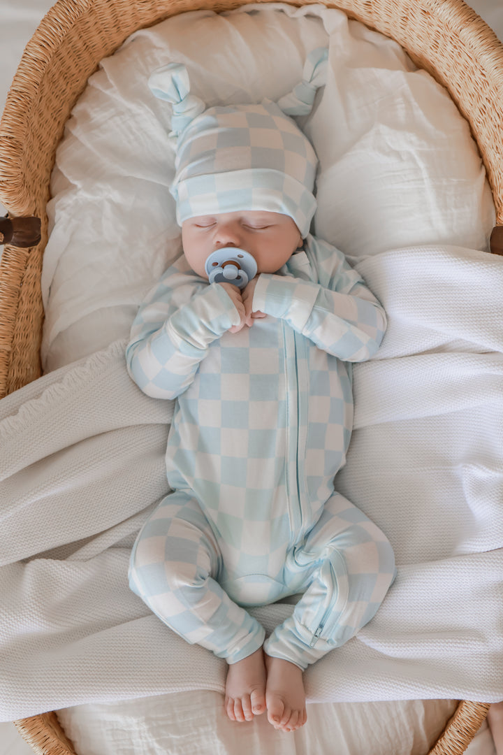 Zip Romper | Blue Checker