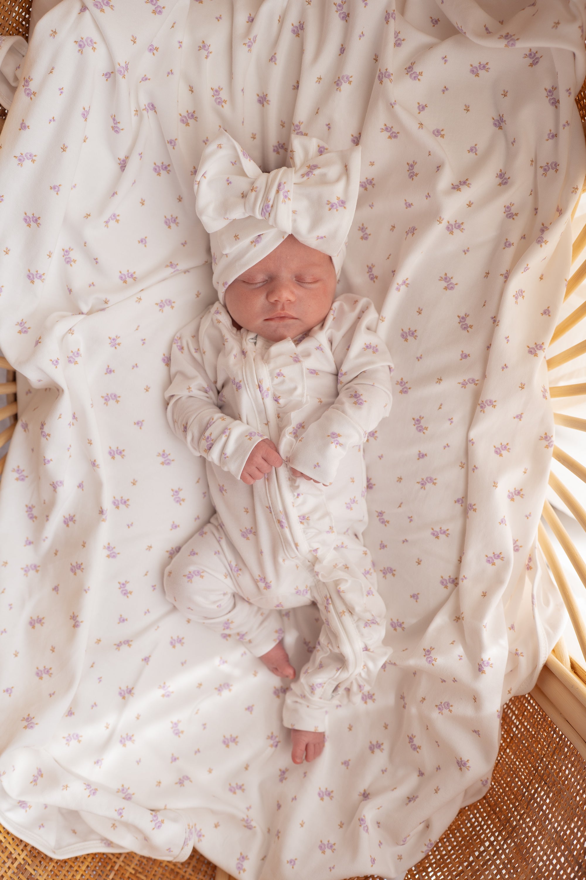 Frill Zip Romper | Lilac Meadow – Little and Fern