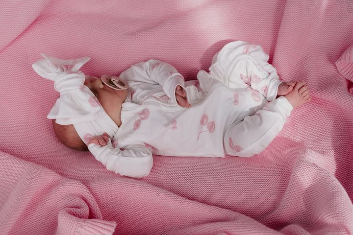 Frill Zip Romper | Pink Cherries