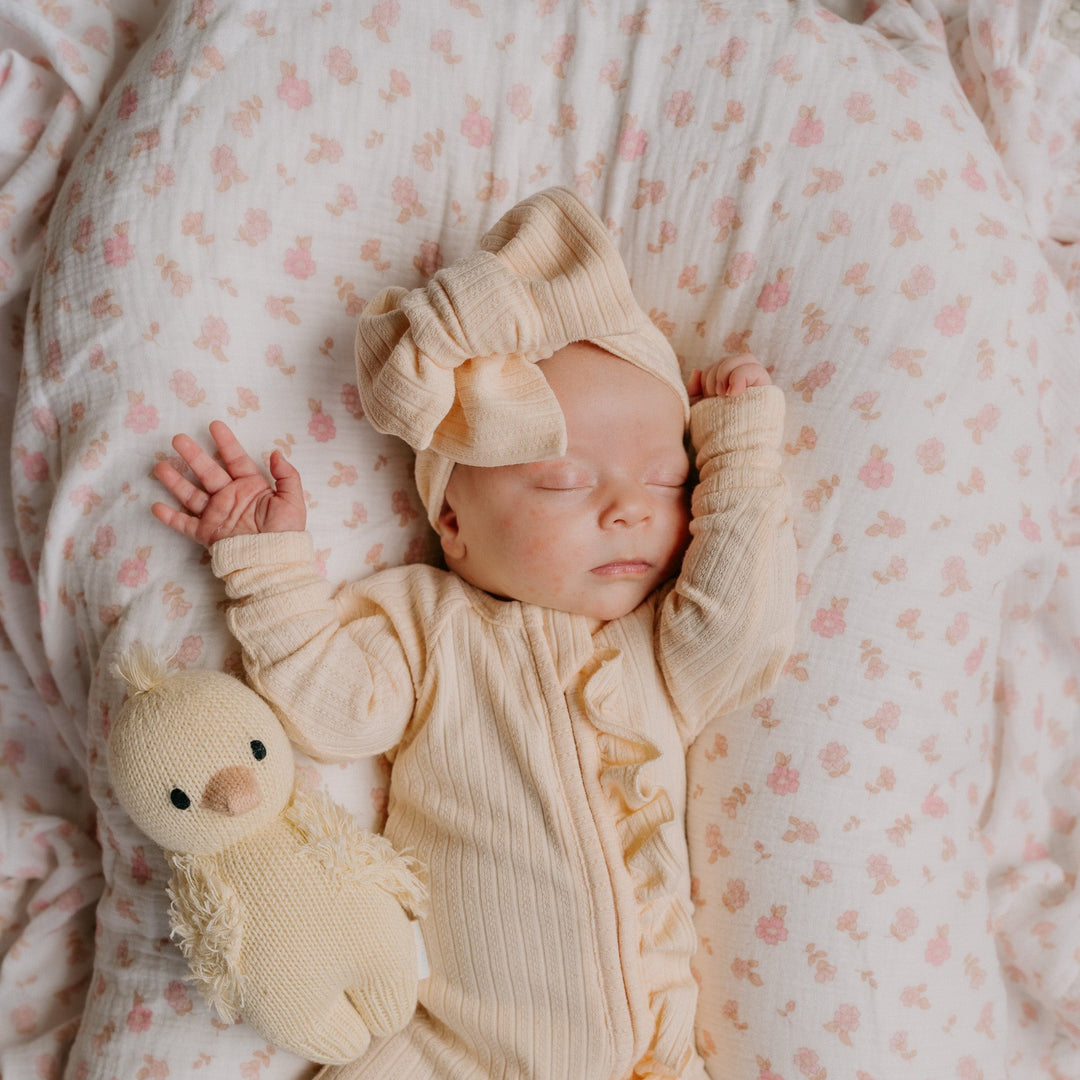 Oversized Topknot | Pastel Lemon Rib Pointelle