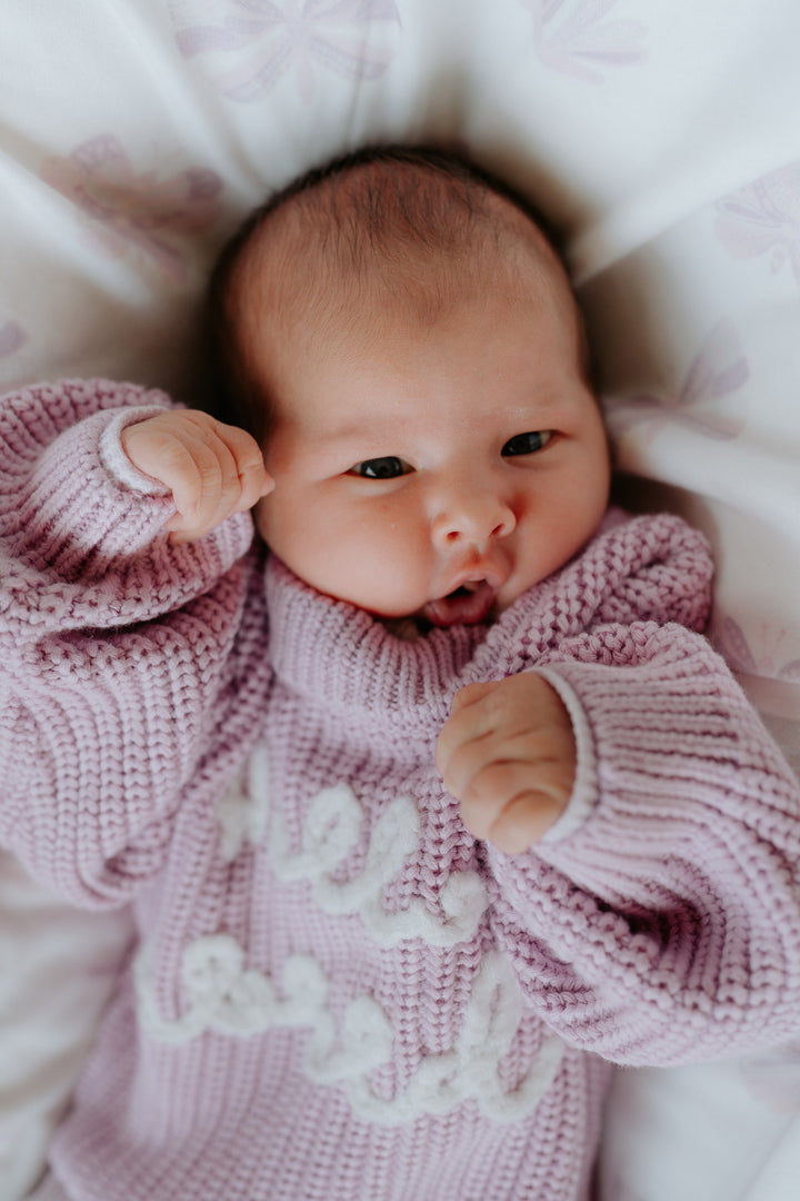 'Hello World' Chunky Knit Jumper | Lilac