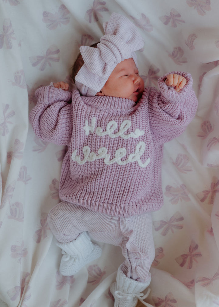 'Hello World' Chunky Knit Jumper | Lilac