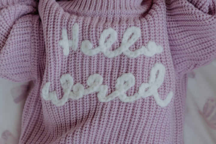 'Hello World' Chunky Knit Jumper | Lilac