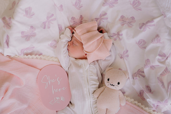 Knitted Oversized Topknot | Baby Peach