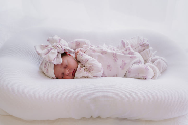 Frill Zip Romper | Lilac Butterflies