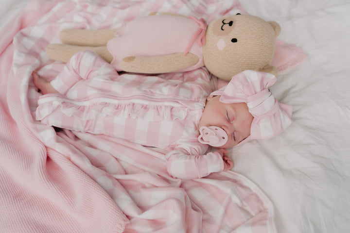 Frill Zip Romper | Pink Gingham
