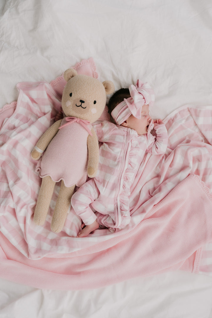 Frill Zip Romper | Pink Gingham