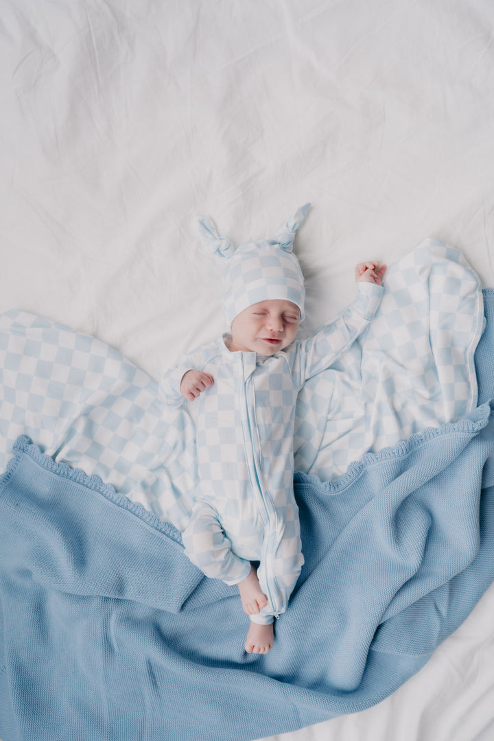 Zip Romper | Blue Checker
