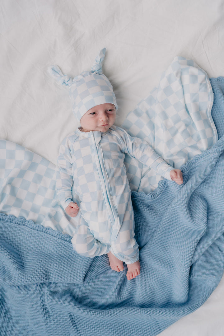 Zip Romper | Blue Checker