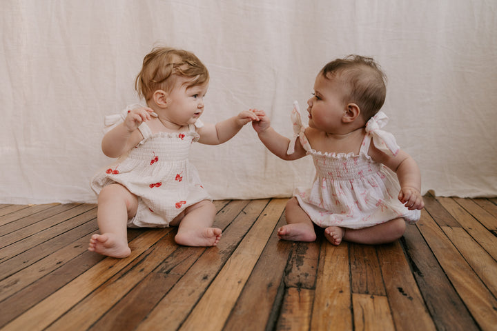 Tie Muslin Romper | Pink Bows