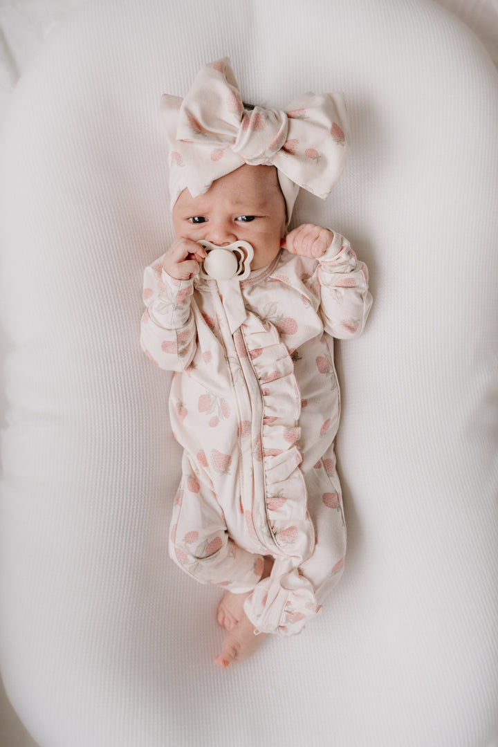 Frill Zip Romper | Strawberries