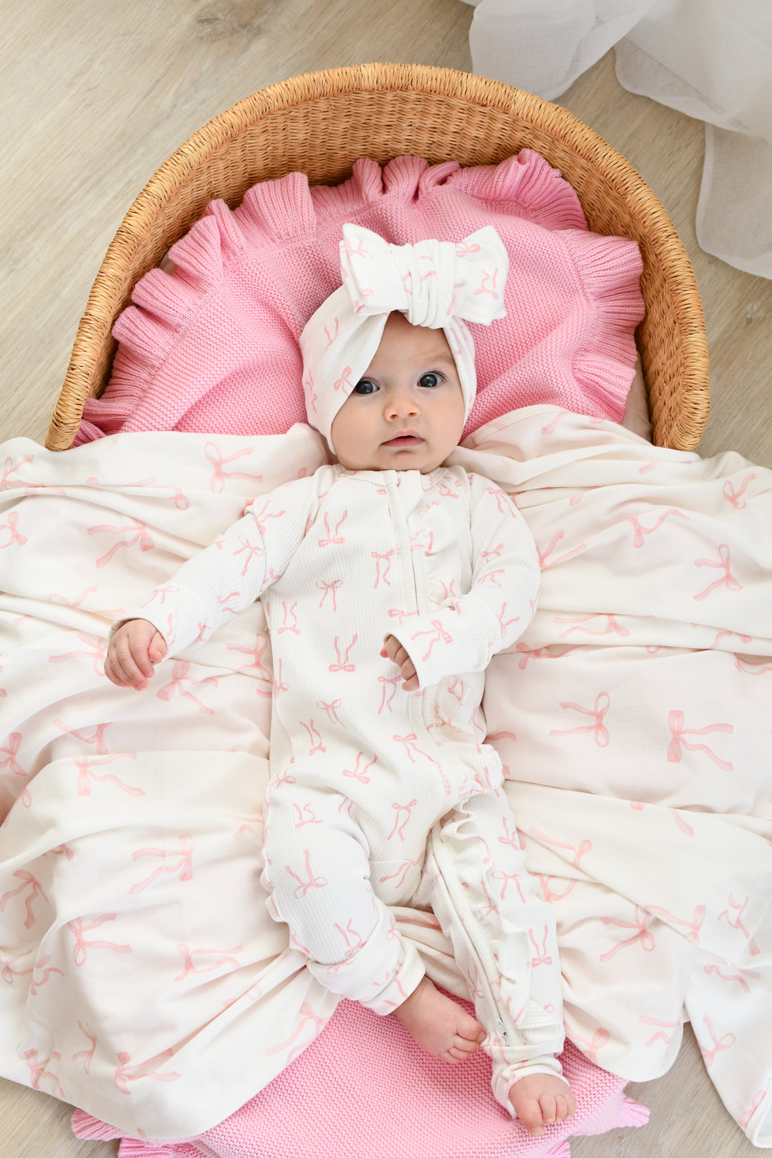 Swaddle Set | Pink Bows