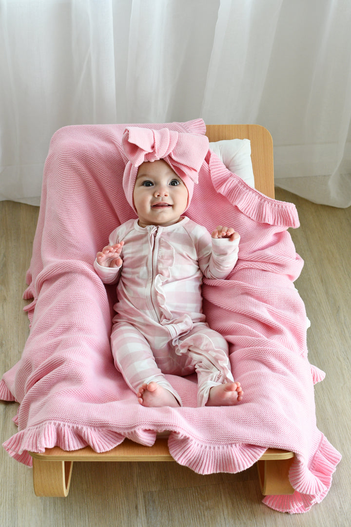 Frill Zip Romper | Pink Gingham
