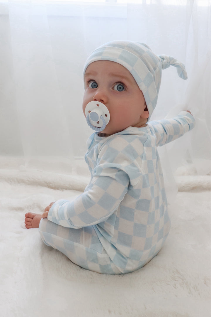 Zip Romper | Blue Checker