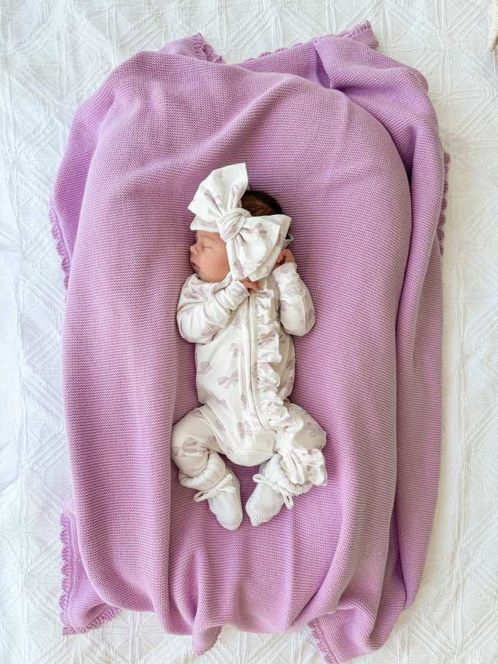 Frill Zip Romper | Lilac Butterflies