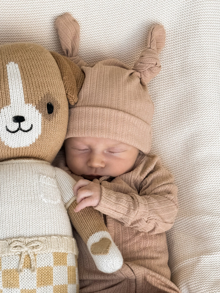Double Knot Beanie | Teddy Ribbed Pointelle