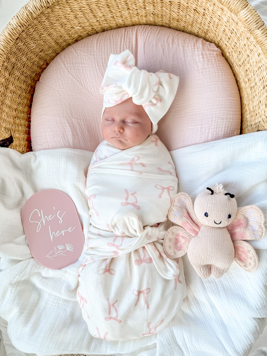 Swaddle Set | Pink Bows