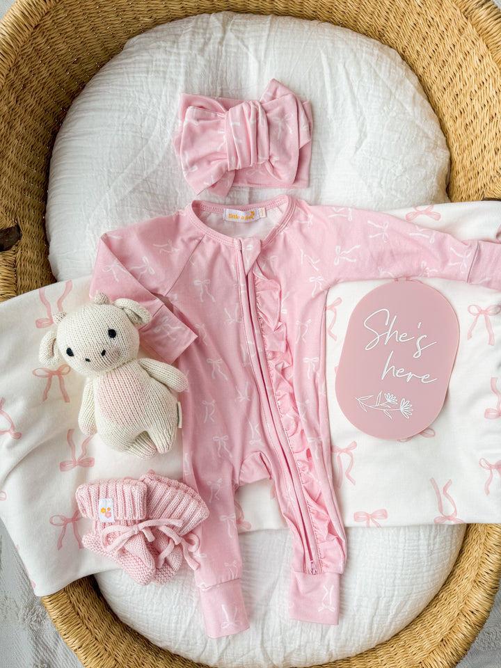 Swaddle Set | Pink Bows
