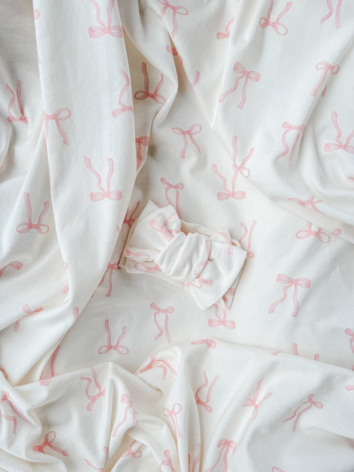 Swaddle Set | Pink Bows