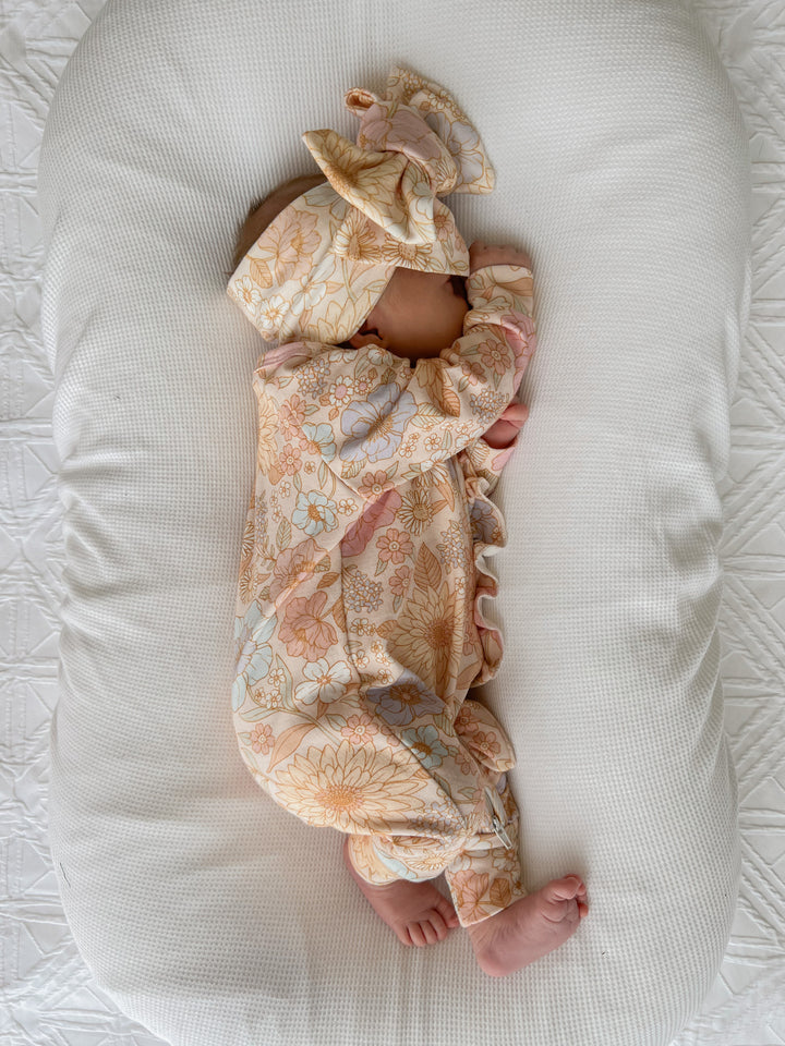 Frill Zip Romper | Pastel Bloom