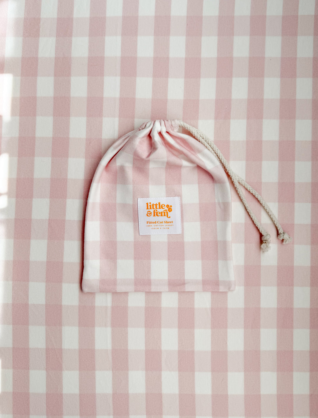 Cot Sheet | Pink Gingham