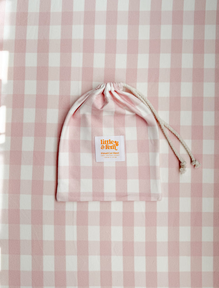 Cot Sheet | Pink Gingham