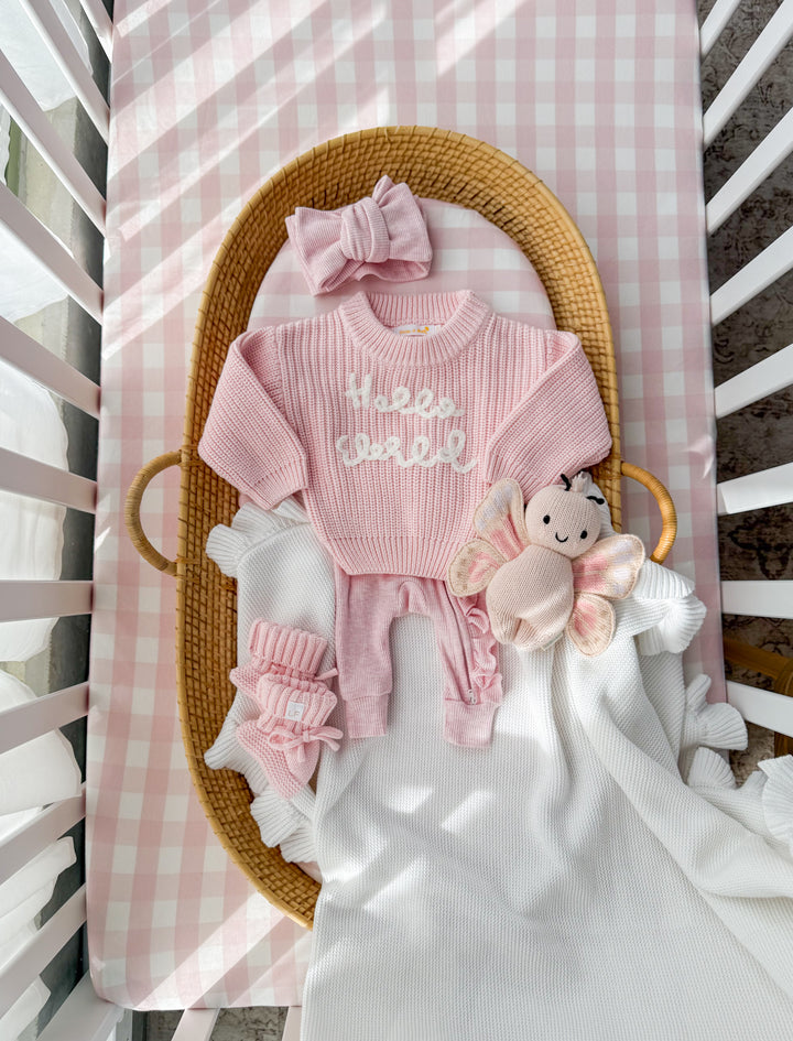 Cot Sheet | Pink Gingham