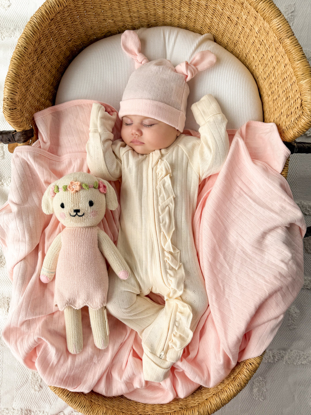 Essential Frill Zip Romper | Buttercream Pointelle