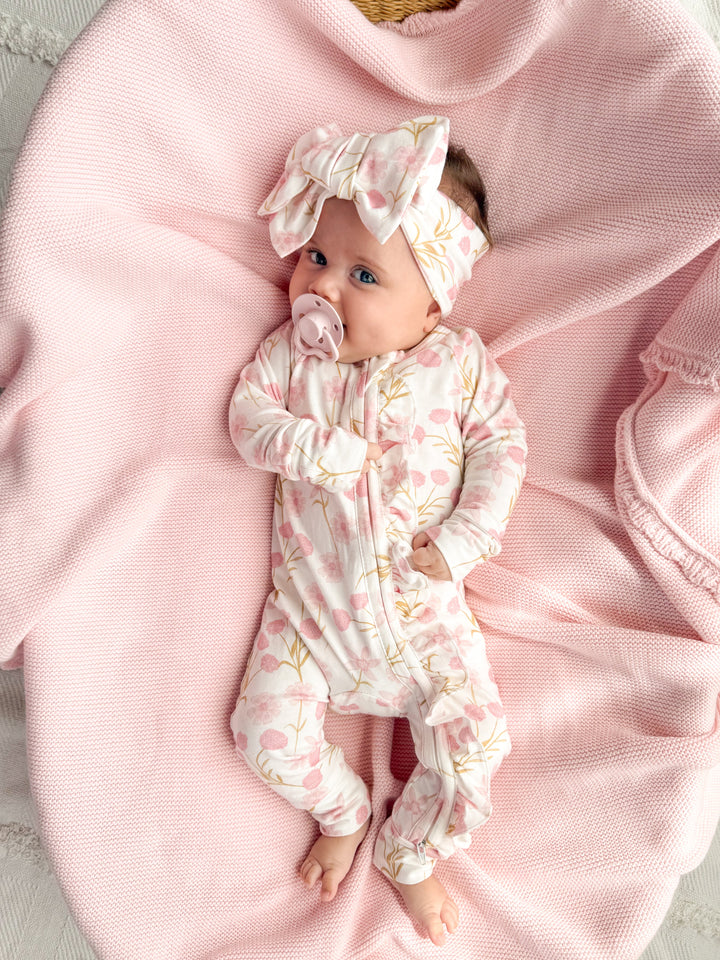 Frill Zip Romper | Ocean Floral