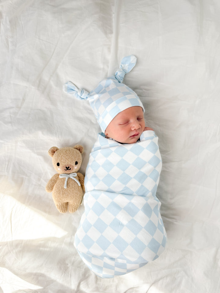 Double Knot Beanie | Blue Checker JERSEY