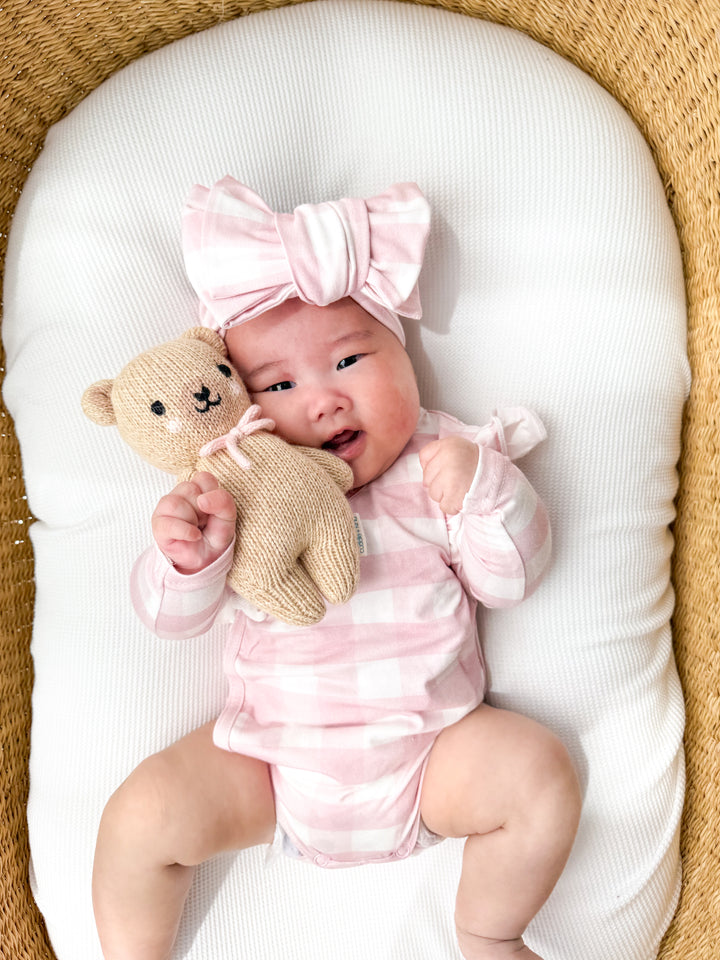 Oversized Topknot | Pink Gingham JERSEY