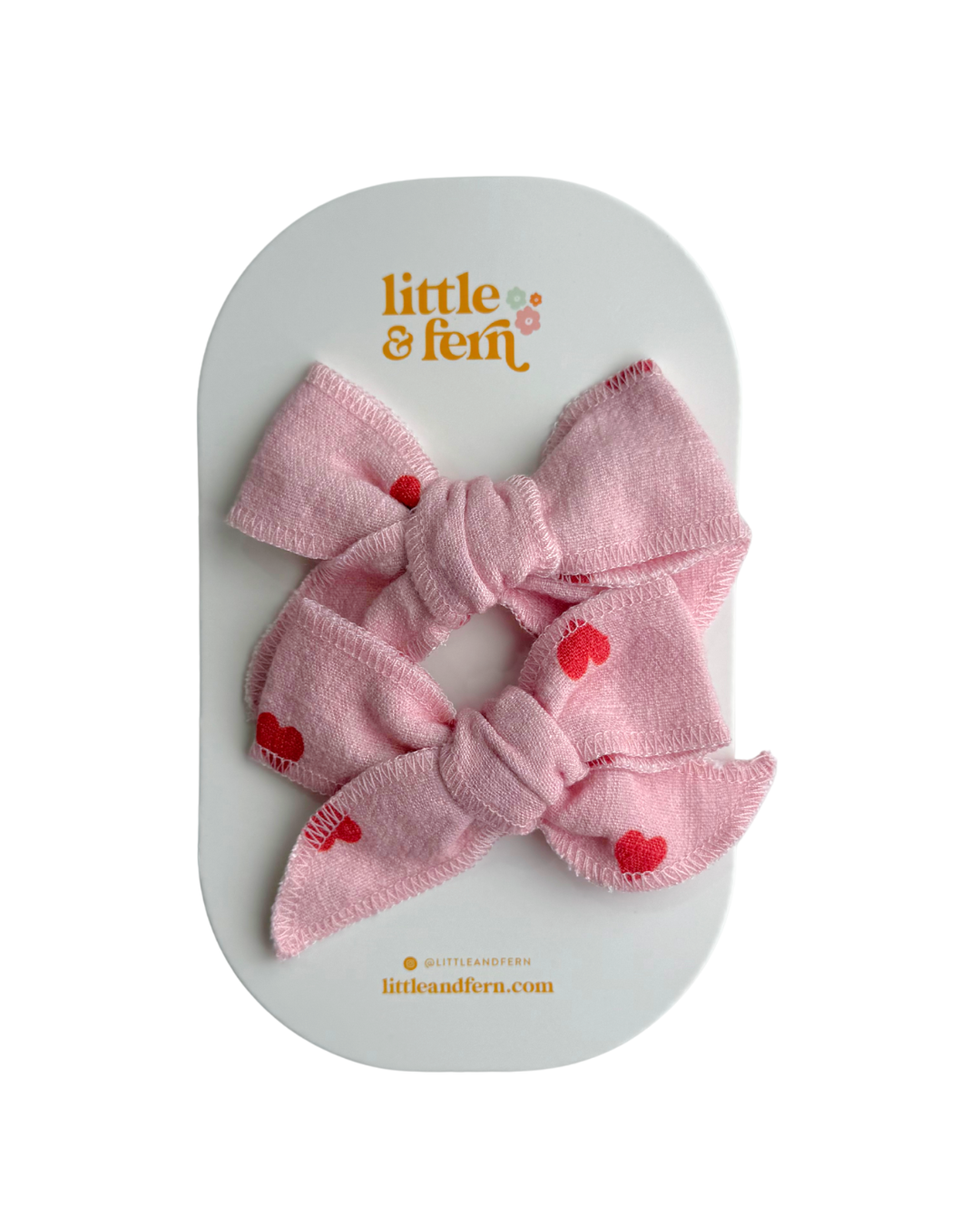 Twin Bow Clips | Red Hearts