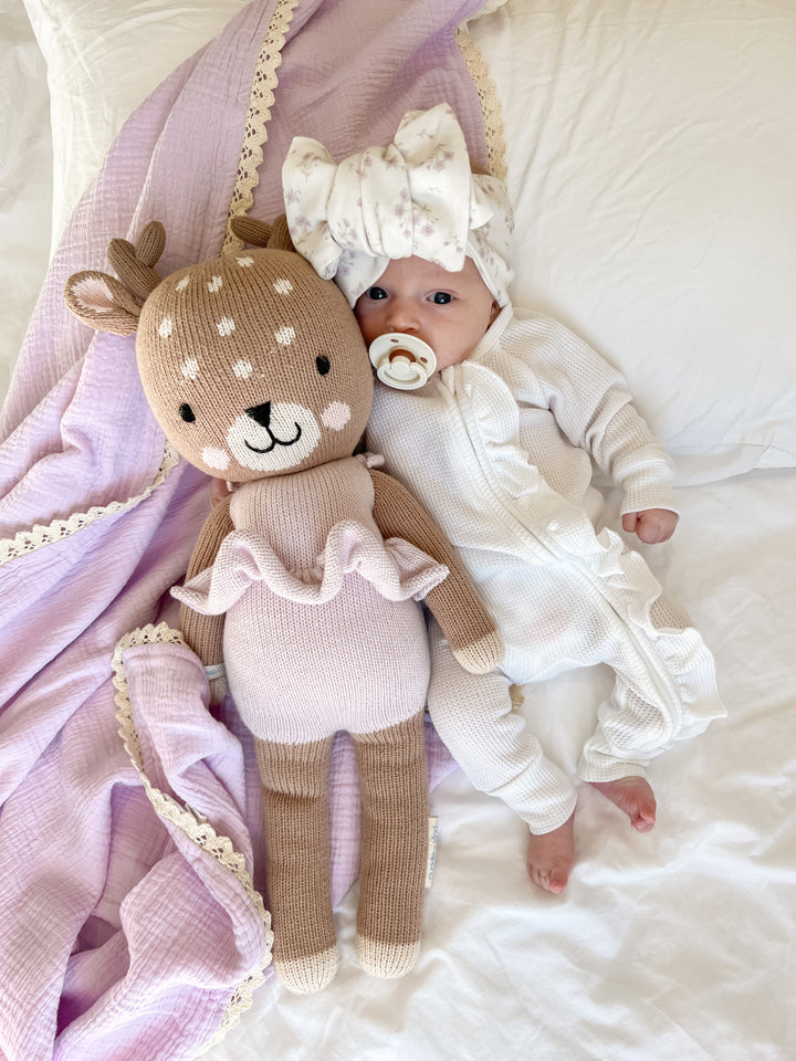 Muslin Crinkle Organic Lace Blanket | Pastel Lilac