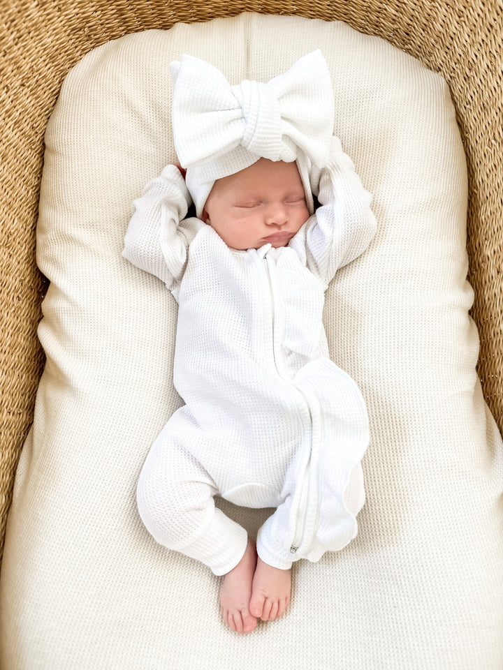 Frill Zip Romper | Milk Waffle