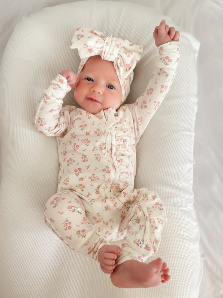 Frill Zip Romper | Paisley Peony