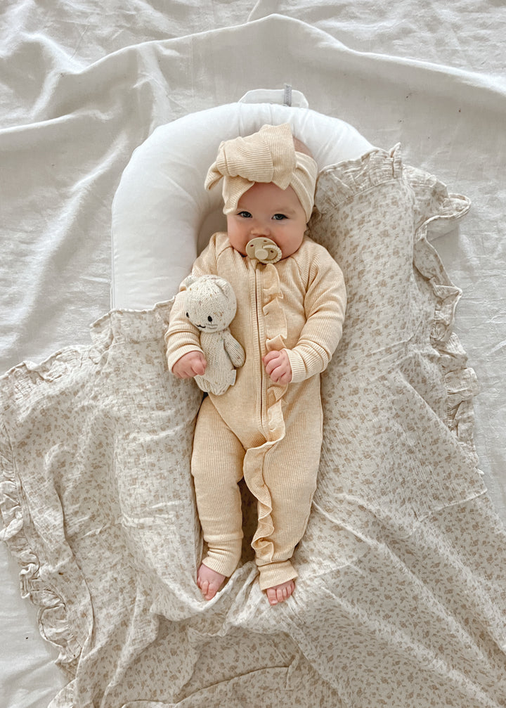 Frill Muslin Blanket | Vintage Rose